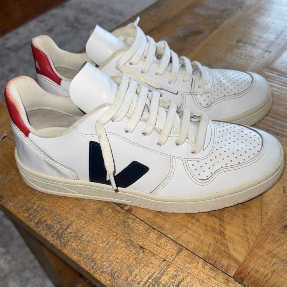 Veja White and Red Sneakers Size 6